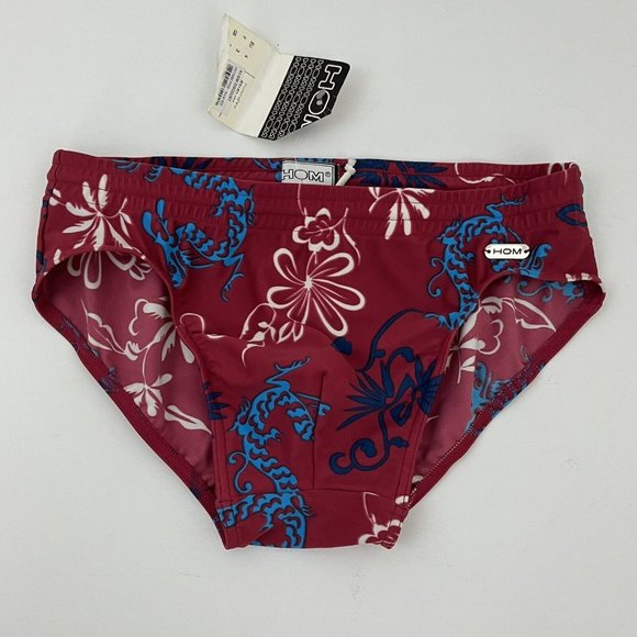 HOM Men's S Micro Brief Swim Swimwear Tropical Flower Logo NWT - Picture 1 of 6